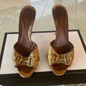 Gucci Gold slip on heels 100% authentic